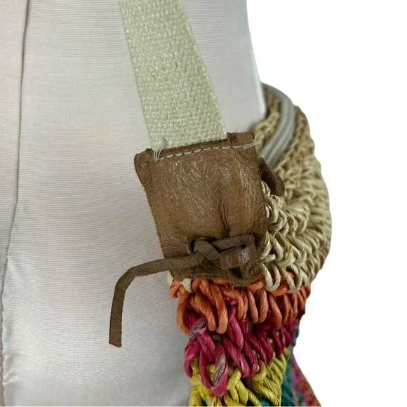 Vintage Rainbow Woven Straw Hobo Bag - Picture 2 of 11
